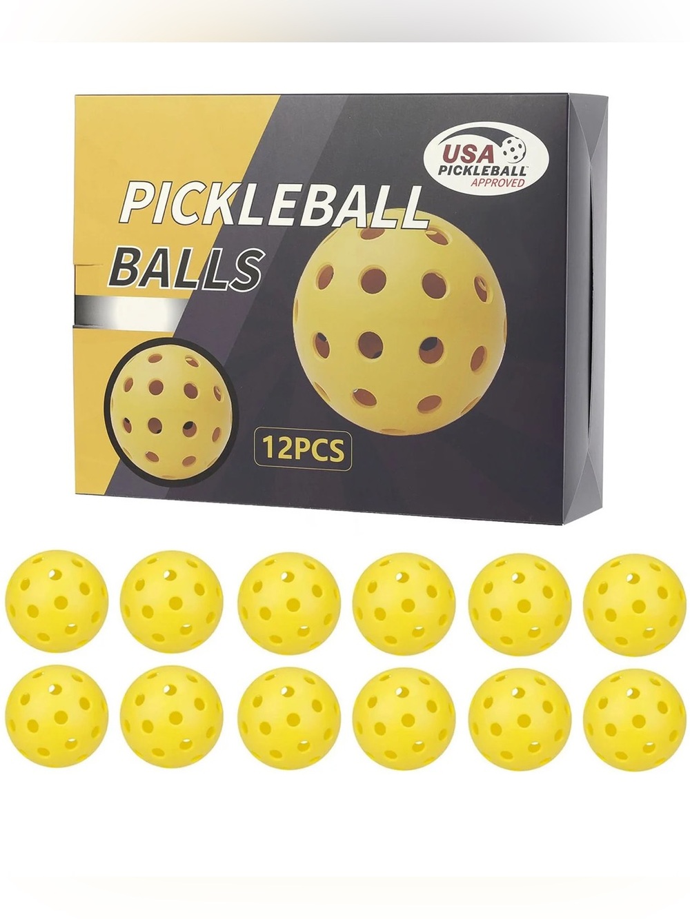 Pickleball Balls – Yellow 12-Pack